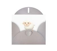 WHJSHOP Carte de vœux imprimée « The Shy Little Sheep » - Papier nacré de qualité supérieure, effet perlé double face, enveloppe en papier perlé avec boucle d'amour
