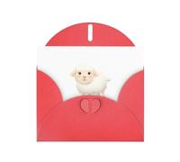 WHJSHOP Carte de vœux imprimée « The Shy Little Sheep » - Papier nacré de qualité supérieure, effet perlé double face, enveloppe en papier perlé avec boucle d'amour