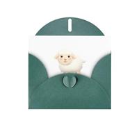 WHJSHOP Carte de vœux imprimée « The Shy Little Sheep » - Papier nacré de qualité supérieure, effet perlé double face, enveloppe en papier perlé avec boucle d'amour