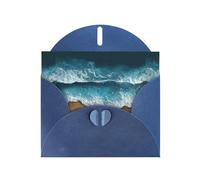 WHJSHOP Carte de vœux imprimée « The waves on the beach » - Papier nacré de qualité supérieure - Effet nacré double face - Enveloppe en papier perlé avec boucle d'amour