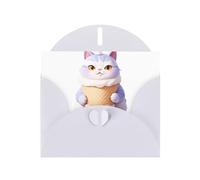 WHJSHOP Carte de vœux ronde amusante avec motif chaton, parfaite pour la Saint-Valentin, un anniversaire de mariage et des invitations de fête