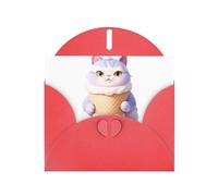 WHJSHOP Carte de vœux ronde amusante avec motif chaton, parfaite pour la Saint-Valentin, un anniversaire de mariage et des invitations de fête
