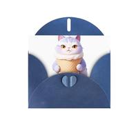 WHJSHOP Carte de vœux ronde amusante avec motif chaton, parfaite pour la Saint-Valentin, un anniversaire de mariage et des invitations de fête