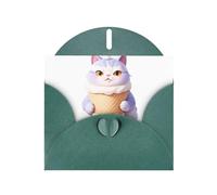 WHJSHOP Carte de vœux ronde amusante avec motif chaton vert foncé, parfaite pour la Saint-Valentin, un anniversaire de mariage et des invitations de fête