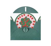 WHJSHOP Carte de vœux ronde vert foncé avec motif de fraises - Parfaite pour la Saint-Valentin, un anniversaire de mariage et des invitations de fête