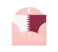 WHJSHOP Carte de vœux rose à motif drapeau du Qatar 10,2 x 15,2 cm pour Noël, anniversaire d'enfant, Saint-Valentin, anniversaire de mariage et invitations de fête