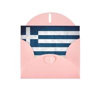 WHJSHOP Carte de vœux rose à motif drapeau grec 10,2 x 15,2 cm pour Noël, anniversaire d'enfant, Saint-Valentin, anniversaire de mariage et invitations de fête
