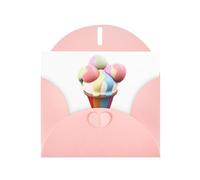 WHJSHOP Carte de vœux rose avec impression de crème glacée aux haricots colorés, parfaite pour la Saint-Valentin, un anniversaire de mariage et des invitations de fête