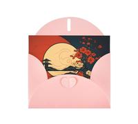 WHJSHOP Carte de vœux rose avec impression fleur de prunier chinoise parfaite pour la Saint-Valentin, anniversaire de mariage et invitations de fête
