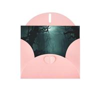 WHJSHOP Carte de vœux rose avec impression forêt foncée, parfaite pour la Saint-Valentin, un anniversaire de mariage et des invitations de fête