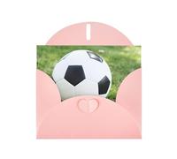 WHJSHOP Carte de vœux rose avec motif ballon de football sur herbe 10,2 x 15,2 cm pour Noël, anniversaire d'enfant, Saint-Valentin, anniversaire de mariage et invitations de fête