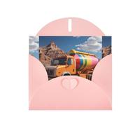 WHJSHOP Carte de vœux rose avec motif camion mélangeur, parfaite pour la Saint-Valentin, un anniversaire de mariage et des invitations de fête