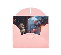 WHJSHOP Carte de vœux rose avec motif chat sur le bord de la fenêtre, parfaite pour la Saint-Valentin, un anniversaire de mariage et des invitations de fête
