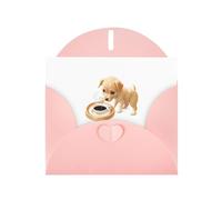 WHJSHOP Carte de vœux rose avec motif chiot qui profite de la vie, parfaite pour la Saint-Valentin, un anniversaire de mariage et des invitations de fête