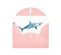 WHJSHOP Carte de vœux rose avec motif requin, panier argenté, parfaite pour la Saint-Valentin, un anniversaire de mariage et des invitations de fête