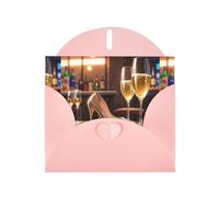 WHJSHOP Carte de vœux rose champagne à talons hauts, parfaite pour la Saint-Valentin, un anniversaire de mariage et des invitations de fête