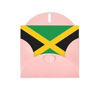 WHJSHOP Carte de vœux rose motif drapeau de la Jamaïque 10,2 x 15,2 cm pour Noël, anniversaire d'enfant, Saint-Valentin, anniversaire de mariage et invitations de fête