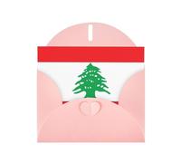 WHJSHOP Carte de vœux rose motif drapeau du Liban 10,2 x 15,2 cm pour Noël, anniversaire d'enfant, Saint-Valentin, anniversaire de mariage et invitations de fête