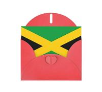 WHJSHOP Carte de vœux rouge à motif drapeau de la Jamaïque 10,2 x 15,2 cm pour Noël, anniversaire d'enfant, Saint-Valentin, anniversaire de mariage et invitations de fête