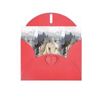 WHJSHOP Carte de vœux rouge avec beau motif cheval blanc 10,2 x 15,2 cm pour Noël, anniversaire d'enfant, Saint-Valentin, anniversaire de mariage et invitations de fête