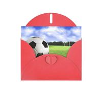 WHJSHOP Carte de vœux rouge avec fond ballon de football 10,2 x 15,2 cm pour Noël, anniversaire d'enfant, Saint-Valentin, anniversaire de mariage et invitations de fête