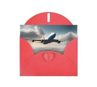 WHJSHOP Carte de vœux rouge avec impression d'avion de haute altitude, parfaite pour la Saint-Valentin, un anniversaire de mariage et des invitations de fête