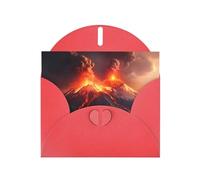 WHJSHOP Carte de vœux rouge avec impression d'éruptions volcaniques, parfaite pour la Saint-Valentin, un anniversaire de mariage et des invitations de fête
