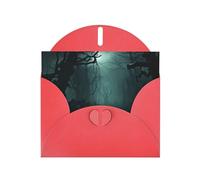 WHJSHOP Carte de vœux rouge avec impression forêt sombre, parfaite pour la Saint-Valentin, un anniversaire de mariage et des invitations de fête