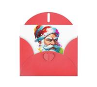 WHJSHOP Carte de vœux rouge avec impression tête de Père Noël, parfaite pour la Saint-Valentin, un anniversaire de mariage et des invitations de fête