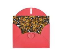 WHJSHOP Carte de vœux rouge avec motif de papillons monarques oranges 10,2 x 15,2 cm pour Noël, anniversaire d'enfant, Saint-Valentin, anniversaire de mariage et invitations de fête