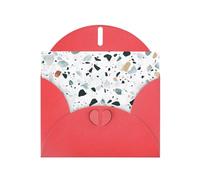 WHJSHOP Carte de vœux rouge avec motif marbré terrazzo pastel 10,2 x 15,2 cm pour Noël, anniversaire d'enfant, Saint-Valentin, anniversaire de mariage et invitations de fête