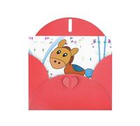 WHJSHOP Carte de vœux rouge avec motif mule d'écoute 10,2 x 15,2 cm pour Noël, anniversaire d'enfant, Saint-Valentin, anniversaire de mariage et invitations de fête