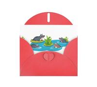 WHJSHOP Carte de vœux rouge avec réservoir d'alligator imprimé parfait pour la Saint-Valentin, un anniversaire de mariage et des invitations de fête