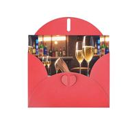 WHJSHOP Carte de vœux rouge champagne à talons hauts, parfaite pour la Saint-Valentin, un anniversaire de mariage et des invitations de fête
