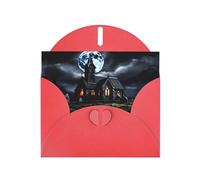 WHJSHOP Carte de vœux rouge « Cottage in the Cemetery » - Parfaite pour la Saint-Valentin, un anniversaire de mariage et des invitations de fête