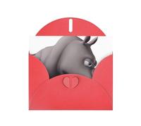 WHJSHOP Carte de vœux rouge motif rhinocéros en colère 10,2 x 15,2 cm pour Noël, anniversaire d'enfant, Saint-Valentin, anniversaire de mariage et invitations de fête