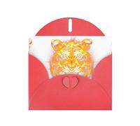 WHJSHOP Carte de vœux rouge motif tigre flammes féroces 10,2 x 15,2 cm pour Noël, anniversaire d'enfant, Saint-Valentin, anniversaire de mariage et invitations de fête