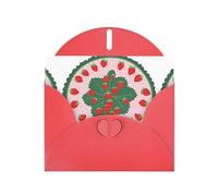 WHJSHOP Carte de vœux rouge ronde avec motif fraises - Parfait pour la Saint-Valentin, un anniversaire de mariage et des invitations de fête