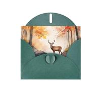 WHJSHOP Carte de vœux vert foncé avec impression de cerf, parfaite pour la Saint-Valentin, un anniversaire de mariage et des invitations de fête