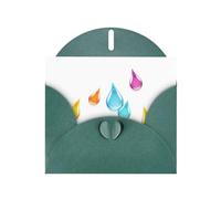 WHJSHOP Carte de vœux vert foncé avec impression de gouttes d'eau en verre coloré, parfaite pour la Saint-Valentin, un anniversaire de mariage et des invitations de fête
