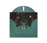 WHJSHOP Carte de vœux vert foncé avec impression de lumières de forêt foncée, parfaite pour la Saint-Valentin, un anniversaire de mariage et des invitations de fête