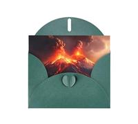 WHJSHOP Carte de vœux vert foncé avec impression d'éruptions volcaniques, parfaite pour la Saint-Valentin, un anniversaire de mariage et des invitations de fête