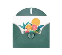 WHJSHOP Carte de vœux vert foncé avec impression estivale colorée, parfaite pour la Saint-Valentin, un anniversaire de mariage et des invitations de fête