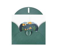 WHJSHOP Carte de vœux vert foncé avec impression poisson rouge en verre, parfaite pour la Saint-Valentin, un anniversaire de mariage et des invitations de fête