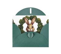 WHJSHOP Carte de vœux vert foncé avec impression trèfle et lapin, parfaite pour la Saint-Valentin, un anniversaire de mariage et des invitations de fête
