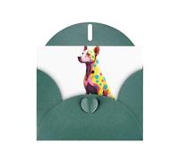 WHJSHOP Carte de vœux vert foncé avec imprimé chien coloré à pois, parfaite pour la Saint-Valentin, un anniversaire de mariage et des invitations de fête
