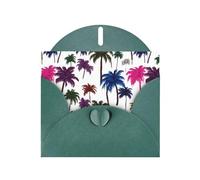 WHJSHOP Carte de vœux vert foncé avec imprimé palmiers colorés, parfaite pour la Saint-Valentin, un anniversaire de mariage et des invitations de fête
