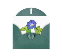 WHJSHOP Carte de vœux vert foncé avec magnifique impression de gloire du matin, parfaite pour la Saint-Valentin, un anniversaire de mariage et des invitations de fête