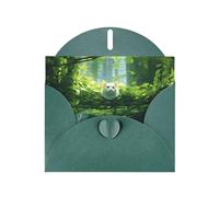 WHJSHOP Carte de vœux vert foncé avec motif chat sur impression verte, parfaite pour la Saint-Valentin, un anniversaire de mariage et des invitations de fête