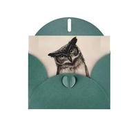 WHJSHOP Carte de vœux vert foncé avec motif chouette mignon 10,2 x 15,2 cm pour Noël, anniversaire d'enfant, Saint-Valentin, anniversaire de mariage et invitations de fête